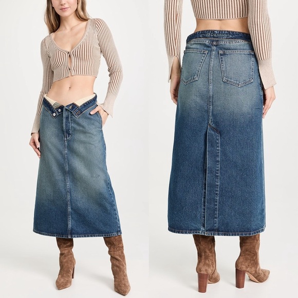 EB Denim Madison Low Rise Denim Maxi Skirt Size 25